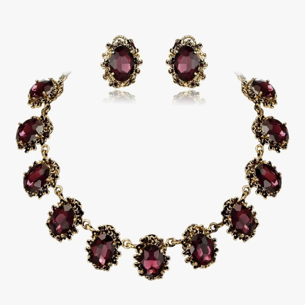 Victorian Style Statement Necklace Pierced Earrings